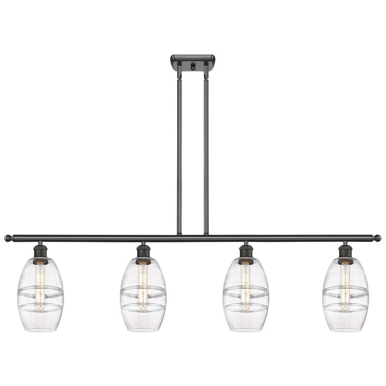 Image 1 Ballston Vaz 48"W 4-Light Oiled Bronze Stem Island Light w/ 6" Cl