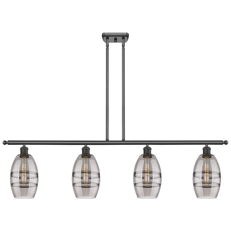 Image 1 Ballston Vaz 48"W 4-Light Oiled Bronze Stem Island Light w/ 6" Sm