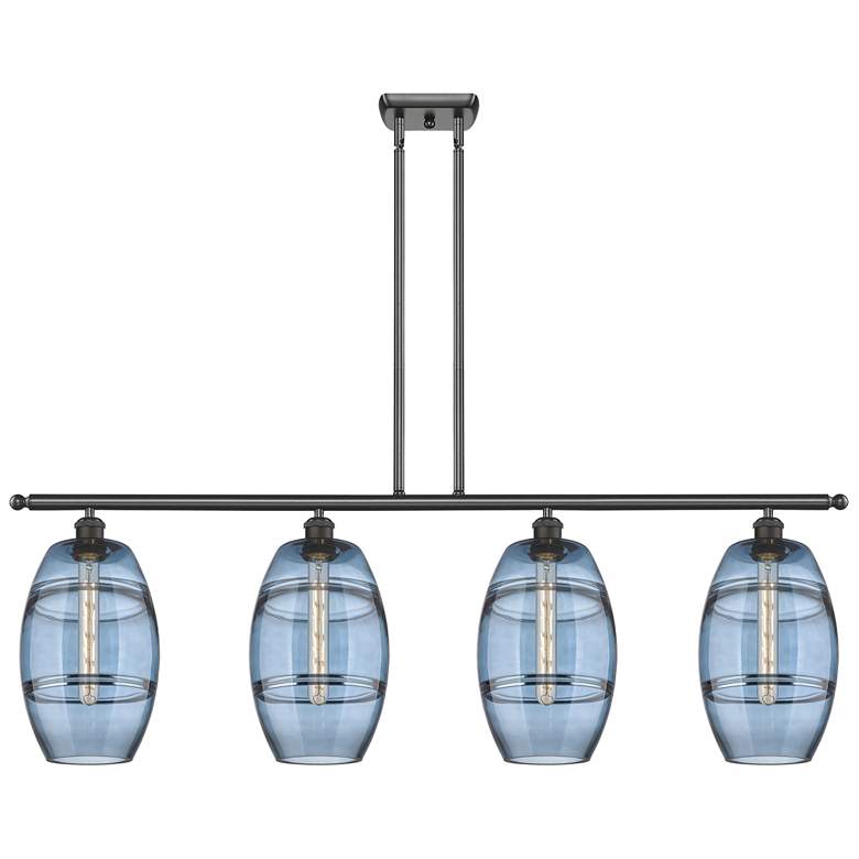 Image 1 Ballston Vaz 48"W 4-Light Oiled Bronze Stem Island Light w/ 8" Bl
