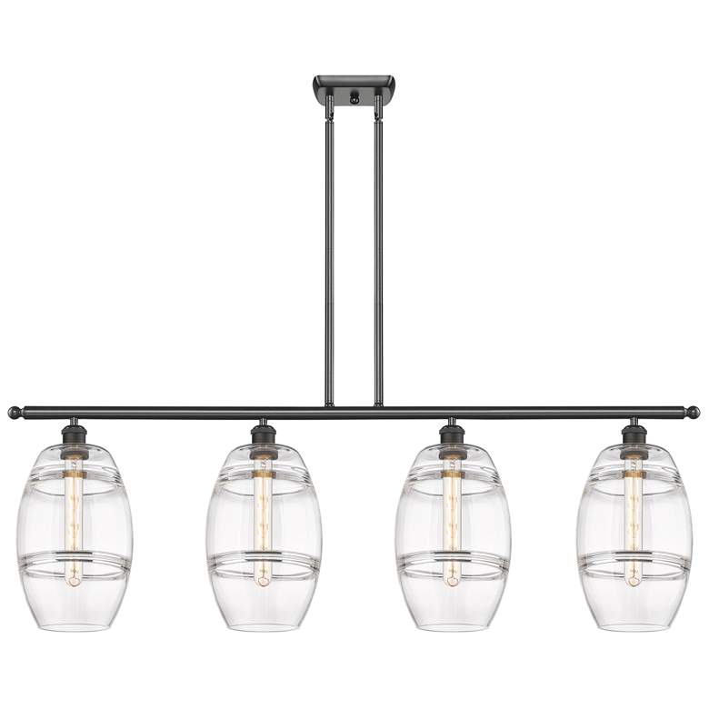 Image 1 Ballston Vaz 48"W 4-Light Oiled Bronze Stem Island Light w/ 8" Cl
