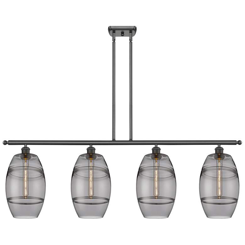 Image 1 Ballston Vaz 48"W 4-Light Oiled Bronze Stem Island Light w/ 8" Sm
