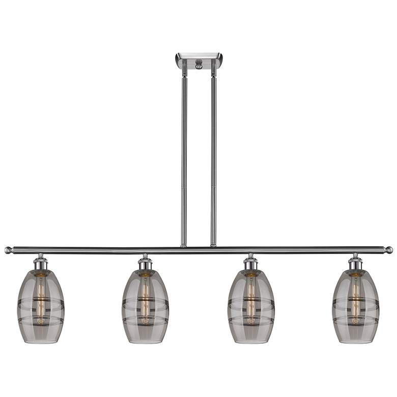 Image 1 Ballston Vaz 48"W 4-Light Satin Nickel Stem Island Light w/ 6" Sm