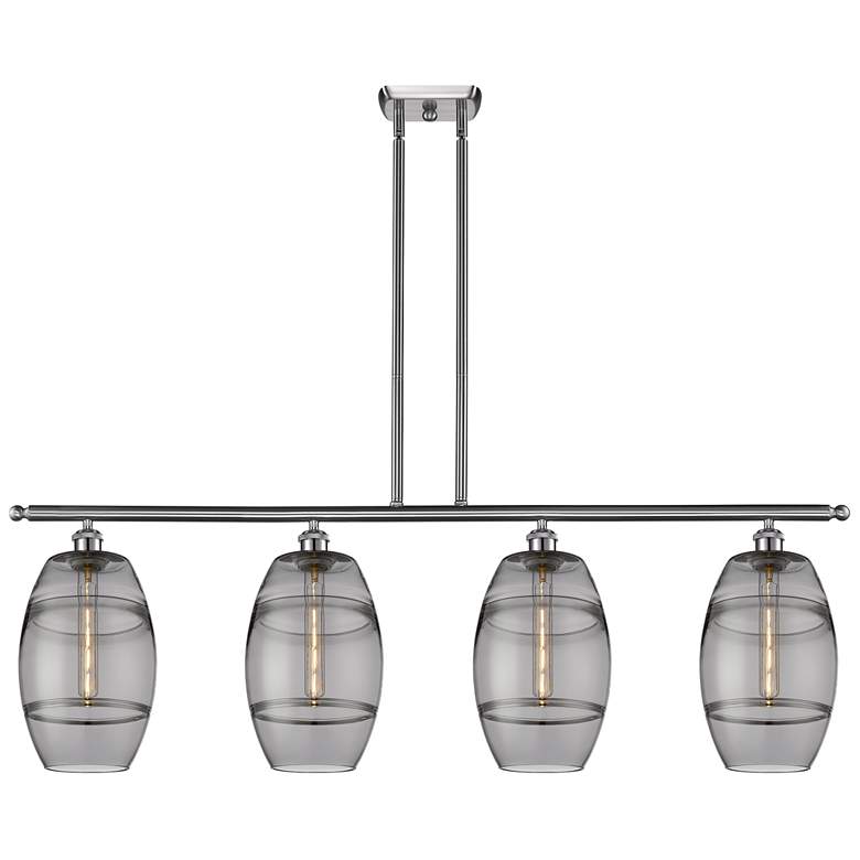 Image 1 Ballston Vaz 48"W 4-Light Satin Nickel Stem Island Light w/ 8" Sm
