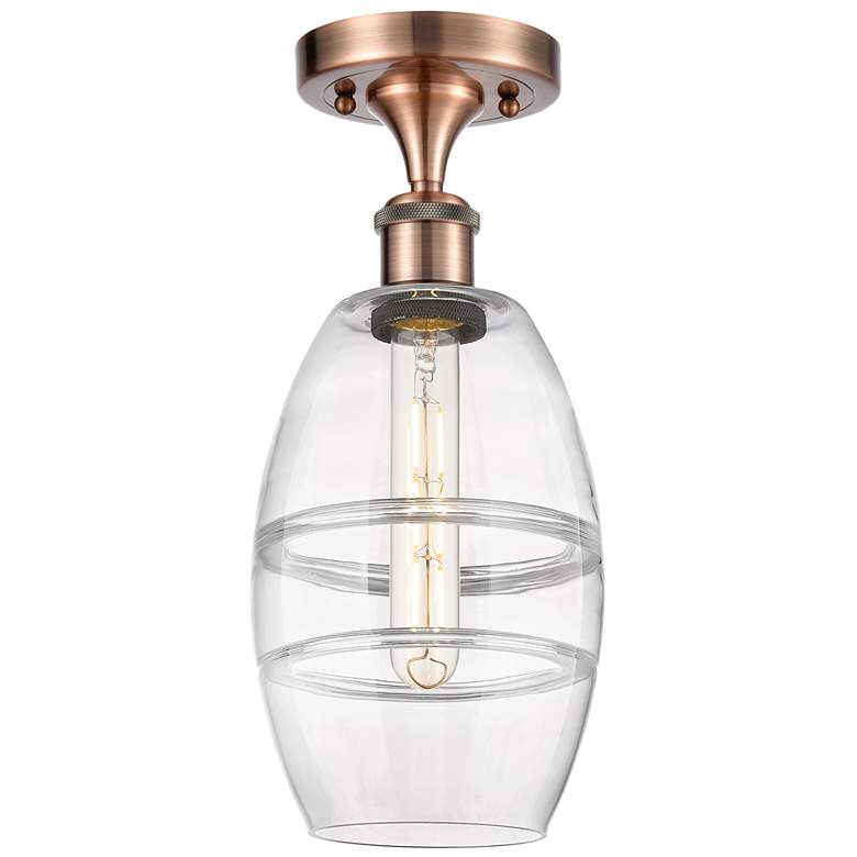 Image 1 Ballston Vaz 5.88" Wide Antique Copper Semi-Flush Mount With Clear Sha
