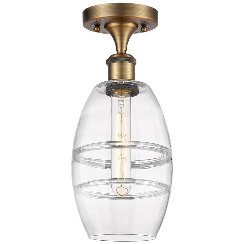 Image 1 Ballston Vaz 5.88" Wide Brushed Brass Semi-Flush Mount With Clear Shad