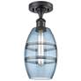 Ballston Vaz 5.88" Wide Matte Black Semi-Flush Mount w/ Princess Blue