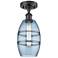 Ballston Vaz 5.88" Wide Matte Black Semi-Flush Mount w/ Princess Blue