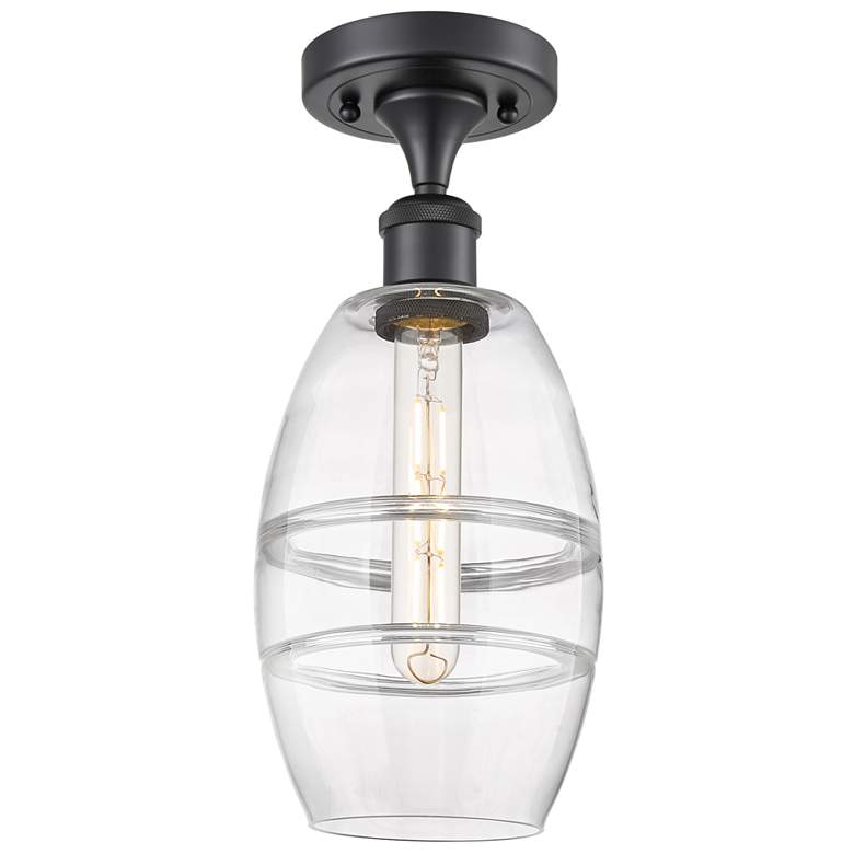Image 1 Ballston Vaz 5.88" Wide Matte Black Semi-Flush Mount With Clear Shade