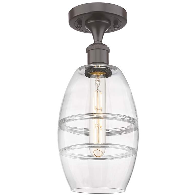Image 1 Ballston Vaz 5.88" Wide Oil Rubbed Bronze Semi-Flush Mount With Clear