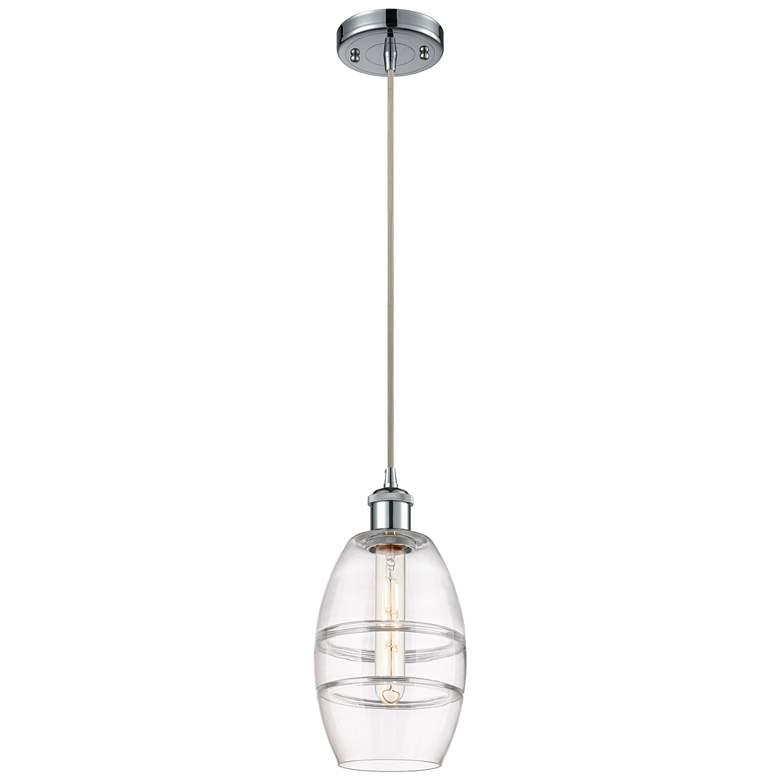 Image 1 Ballston Vaz 5.88" Wide Polished Chrome Corded Mini Pendant w/ Clear S