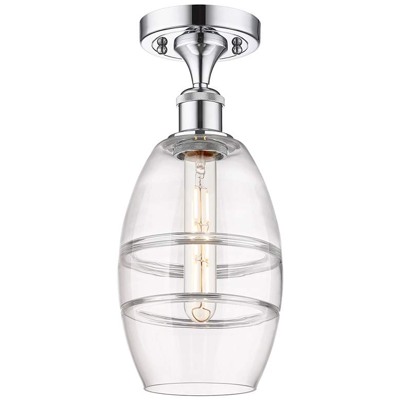 Image 1 Ballston Vaz 5.88" Wide Polished Chrome Semi-Flush Mount With Clear Sh