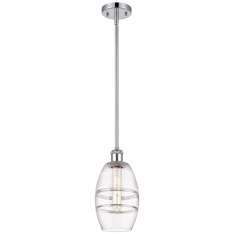 Image 1 Ballston Vaz 5.88" Wide Polished Chrome Stemmed Mini Pendant w/ Clear