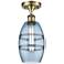 Ballston Vaz 5.88"W Antique Brass Semi-Flush Mount w/ Princess Blue Sh