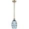 Ballston Vaz 5.88"W Antique Brass Stemmed Mini Pendant w/ Blue Shade