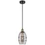 Ballston Vaz 5.88"W Black Brass Corded Mini Pendant w/ Light Smoke Sha