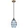 Ballston Vaz 5.88"W Brushed Brass Corded Mini Pendant w/ Blue Shade