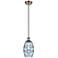 Ballston Vaz 5.88"W Copper Corded Mini Pendant w/ Princess Blue Shade