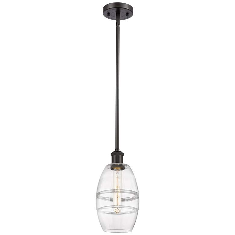 Image 1 Ballston Vaz 5.88"W Oil Rubbed Bronze Stemmed Mini Pendant w/ Clear Sh