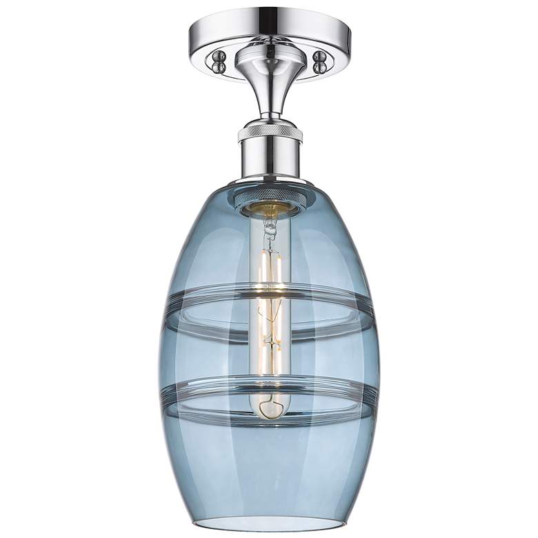 Image 1 Ballston Vaz 5.88"W Polished Chrome Semi-Flush Mount w/ Princess Blue