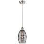 Ballston Vaz 5.88"W Satin Nickel Corded Mini Pendant w/ Light Smoke Sh