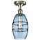 Ballston Vaz 5.88"W Satin Nickel Semi-Flush Mount w/ Princess Blue Sha