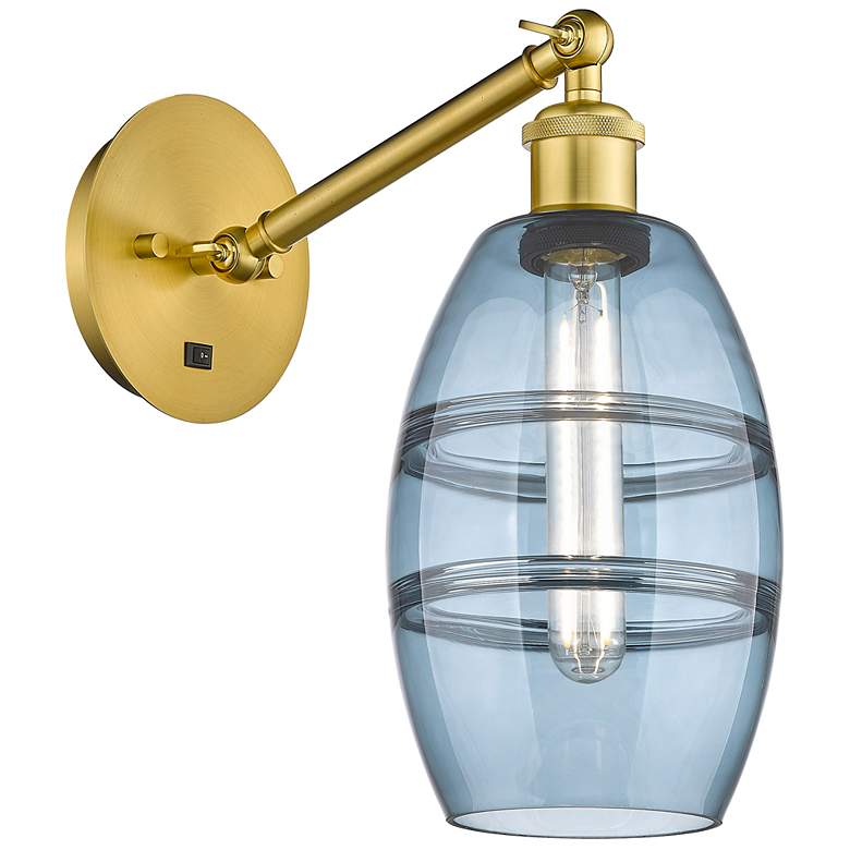 Image 1 Ballston Vaz 8.13"H 1-Light Gold Vertically Adjustable Sconce w/ Blue