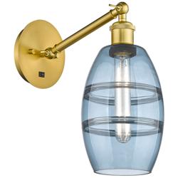 Ballston Vaz 8.13"H 1-Light Gold Vertically Adjustable Sconce w/ Blue