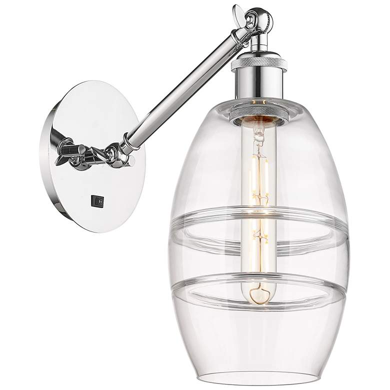 Image 1 Ballston Vaz 8.13"H Chrome Vertically Adjustable Sconce w/ Clear Shade