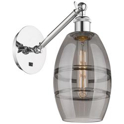 Ballston Vaz 8.13"H Chrome Vertically Adjustable Sconce w/ Smoke Shade