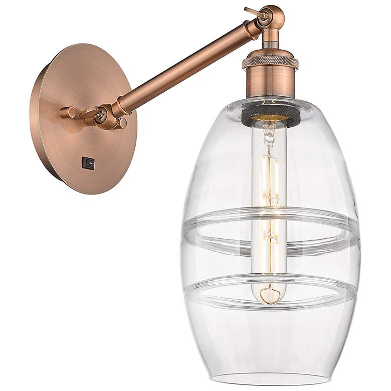 Image 1 Ballston Vaz 8.13"H Copper Vertically Adjustable Sconce w/ Clear Shade