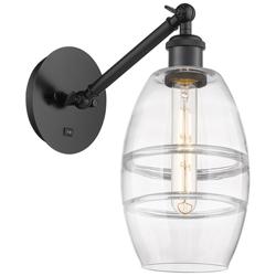Ballston Vaz 8.13"H Matte Black Vertically Adjustable Sconce w/ Clear