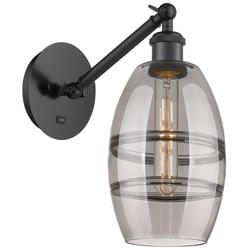 Ballston Vaz 8.13"H Matte Black Vertically Adjustable Sconce w/ Smoke