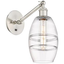 Ballston Vaz 8.13"H Satin Nickel Adjustable Sconce w/ Clear Shade