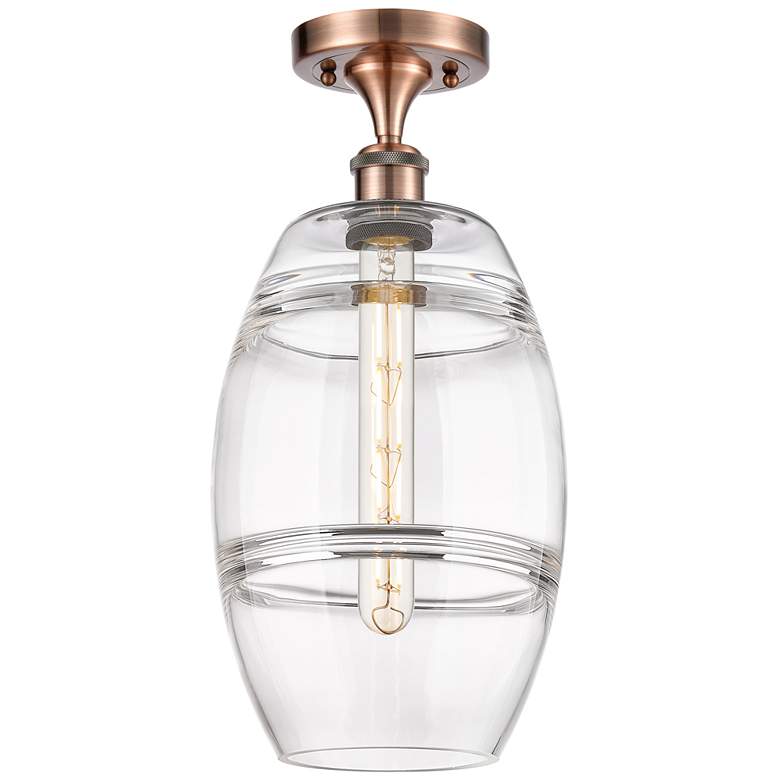 Image 1 Ballston Vaz 8" Wide Antique Copper Semi-Flush Mount With Clear Shade