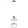 Ballston Vaz 8" Wide Brushed Brass Cord Hung Mini Pendant With Clear S