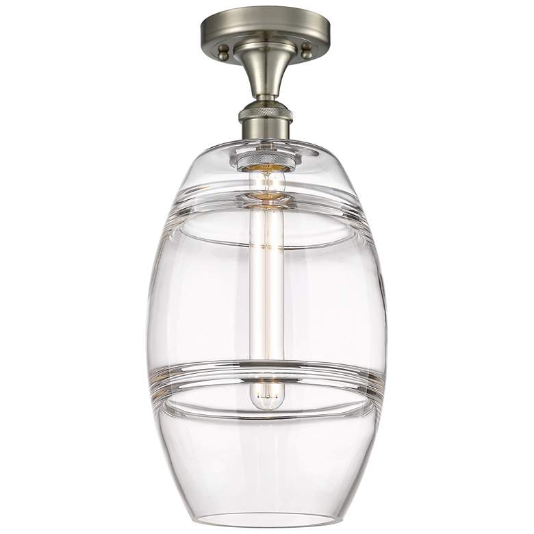 Image 1 Ballston Vaz 8" Wide Brushed Satin Nickel Semi-Flush Mount With Clear