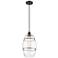 Ballston Vaz 8" Wide Matte Black Cord Hung Mini Pendant With Clear Sha