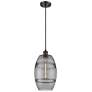 Ballston Vaz 8" Wide Matte Black Corded Mini Pendant w/ Light Smoke Sh