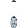 Ballston Vaz 8" Wide Matte Black Corded Mini Pendant w/ Princess Blue
