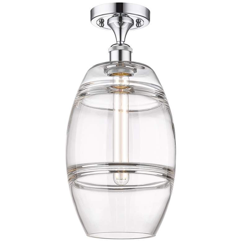 Image 1 Ballston Vaz 8" Wide Polished Chrome Semi-Flush Mount With Clear Shade