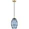 Ballston Vaz 8" Wide Satin Gold Corded Mini Pendant w/ Princess Blue S
