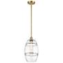 Ballston Vaz 8" Wide Satin Gold Stem Hung Mini Pendant With Clear Shad