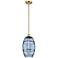 Ballston Vaz 8" Wide Satin Gold Stemmed Mini Pendant w/ Princess Blue