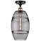 Ballston Vaz 8"W Black Antique Brass Semi-Flush Mount w/ Light Smoke S