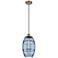 Ballston Vaz 8"W Brushed Brass Corded Mini Pendant w/ Princess Blue Sh
