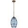 Ballston Vaz 8"W Brushed Brass Stemmed Mini Pendant w/ Princess Blue S