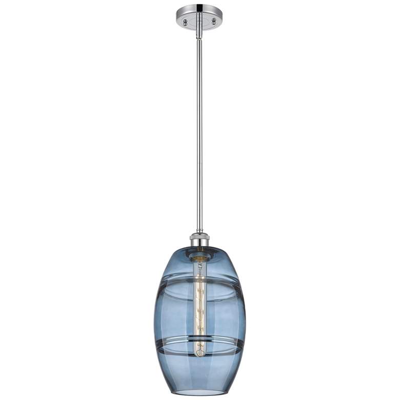 Image 1 Ballston Vaz 8"W Chrome Stemmed Mini Pendant w/ Princess Blue Shade