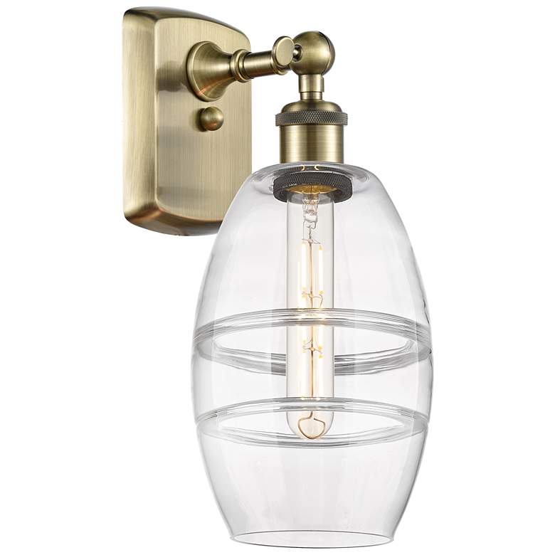 Image 1 Ballston Vaz 9.13" High Antique Brass Sconce With Clear Shade