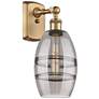 Ballston Vaz 9.13" High Brushed Brass Sconce With Light Smoke Shade