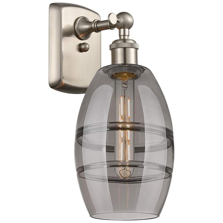 Image 1 Ballston Vaz 9.13" High Brushed Satin Nickel Sconce With Light Smoke S